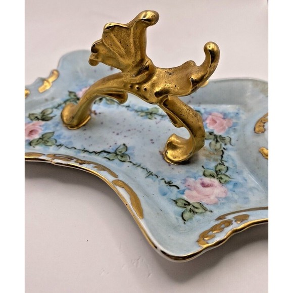 Vintage Floral Ring Holder Trinket Dish Used - Picture 7 of 14